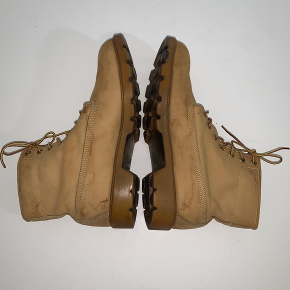 Vintage Timberland Boots Mens 12 Beige Leather Combat Ankle Work Made USA 10066 main image 11